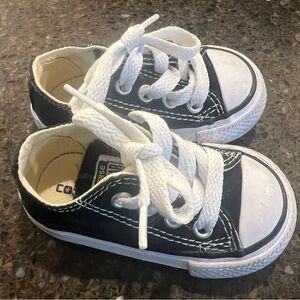 Adorable Baby Converse Low Tops - Black & White, Size 3C